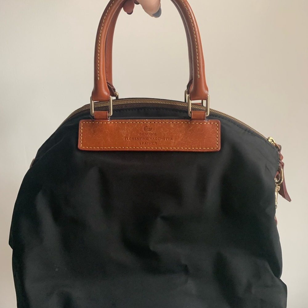 Dooney & Bourke Black Nylon & Brown Leather Satchel Bag - Great Condition